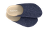 Slate Blue Fulton House Shoes overlapping against black