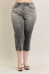 Judy Blue Gray Embroidered Wide-Leg Capri Jeans: Gray capri jeans, alternate front view