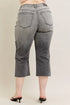 Judy Blue Gray Embroidered Wide-Leg Capri Jeans: Gray capri jeans, alternate rear view