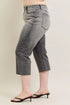 Judy Blue Gray Embroidered Wide-Leg Capri Jeans: Gray capri jeans, alternate side view