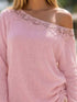 Lace Trim One-Shoulder Ruched Top - product image 3