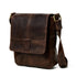 Brown leather crossbody bag, three-quarter view