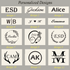RockCow TS923 personalization guide showing twelve monogram design examples
