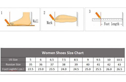 STEVVEX supplier shoe chart with size labels 35–43, US equivalents and 22.5–26.5 cm foot lengths