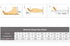 STEVVEX supplier shoe chart with size labels 35–43, US equivalents and 22.5–26.5 cm foot lengths