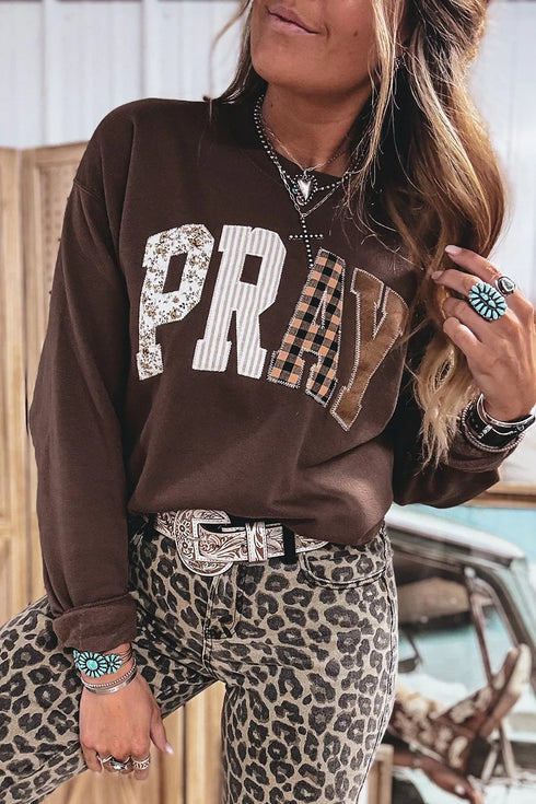 Plaid PRAY Graphic Crewneck Sweatshirt - product image 6