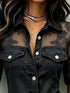 Plus Size Denim-Look Lace Short Sleeve Shirt - product image 6