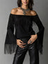 Plus Size Fringe Off-Shoulder Flare Sleeve Top - product photo 3