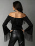 Plus Size Fringe Off-Shoulder Flare Sleeve Top - product photo 4