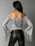 Plus Size Fringe Off-Shoulder Flare Sleeve Top - product photo 6