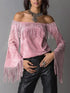 Plus Size Fringe Off-Shoulder Flare Sleeve Top - product photo 7