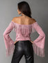 Plus Size Fringe Off-Shoulder Flare Sleeve Top - product photo 8