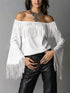 Plus Size Fringe Off-Shoulder Flare Sleeve Top - product photo 9