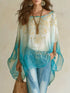 Plus Size Gradient Batwing Sleeve Flowy Blouse - product photo 1