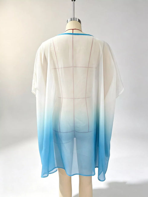 Plus Size Gradient Batwing Sleeve Flowy Blouse - product photo 4
