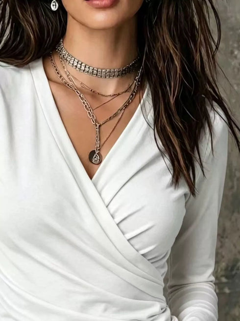Plus Size Surplice Ruched Long Sleeve Top - product image 2