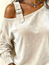 Plus Size Velvet Buckle Asymmetrical Neck Blouse - product image 5