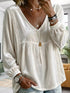Plus Size Velvet Lace Detail V-Neck Blouse - product image 3