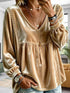 Plus Size Velvet Lace Detail V-Neck Blouse - product image 7
