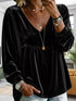 Plus Size Velvet Lace Detail V-Neck Blouse - product image 9