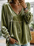 Plus Size Velvet Lace Detail V-Neck Blouse - product image 13