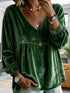 Plus Size Velvet Lace Detail V-Neck Blouse - product image 19