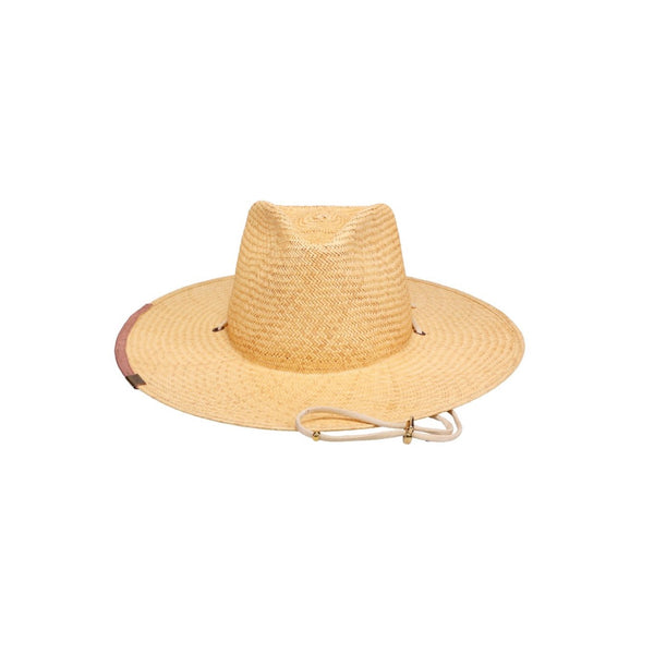 KIN THE LABEL straw sun hat, Natural color product view with chin cord
