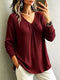 Ribbed V-Neck Long Sleeve Top - product image 1