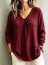 Ribbed V-Neck Long Sleeve Top - product image 2
