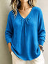 Ribbed V-Neck Long Sleeve Top - product image 4