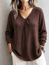 Ribbed V-Neck Long Sleeve Top - product image 7