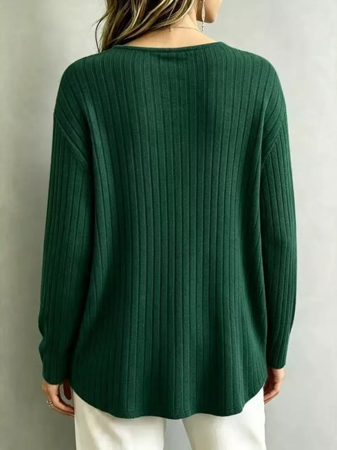 Ribbed V-Neck Long Sleeve Top - product image 10
