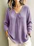 Ribbed V-Neck Long Sleeve Top - product image 13