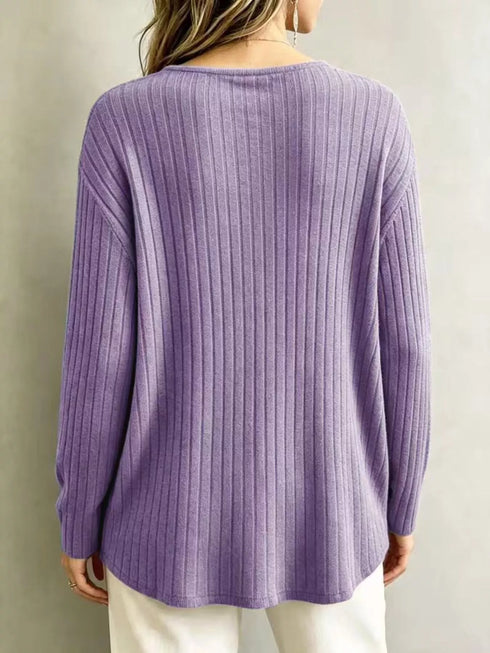 Ribbed V-Neck Long Sleeve Top - product image 15