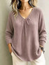 Ribbed V-Neck Long Sleeve Top - product image 17