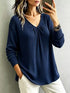 Ribbed V-Neck Long Sleeve Top - product image 18