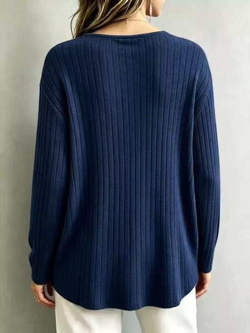 Ribbed V-Neck Long Sleeve Top - product image 19