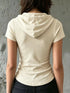 Ruched Drawstring Short Sleeve Hoodie Top - product image 2