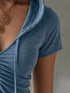 Ruched Drawstring Short Sleeve Hoodie Top - product image 6