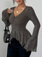 Ruched Ruffle Peplum Flared Sleeve Top - product image 1