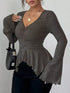 Ruched Ruffle Peplum Flared Sleeve Top - product image 1
