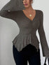 Ruched Ruffle Peplum Flared Sleeve Top - product image 2