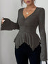 Ruched Ruffle Peplum Flared Sleeve Top - product image 3