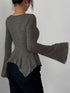Ruched Ruffle Peplum Flared Sleeve Top - product image 5