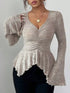 Ruched Ruffle Peplum Flared Sleeve Top - product image 9