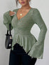 Ruched Ruffle Peplum Flared Sleeve Top - product image 11