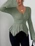 Ruched Ruffle Peplum Flared Sleeve Top - product image 12