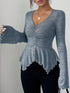 Ruched Ruffle Peplum Flared Sleeve Top - product image 14