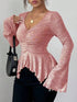 Ruched Ruffle Peplum Flared Sleeve Top - product image 18