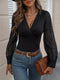 Sheer Chevron Mesh Long Sleeve Blouse - product image 1